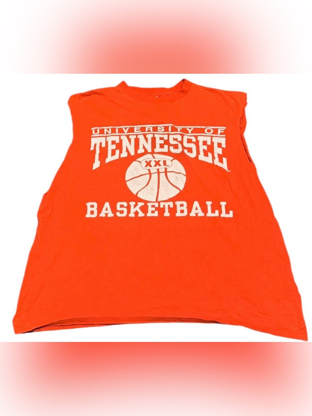 Delta Orange Men’s Sleeveless Basketball Tank with White Tennessee Graphic